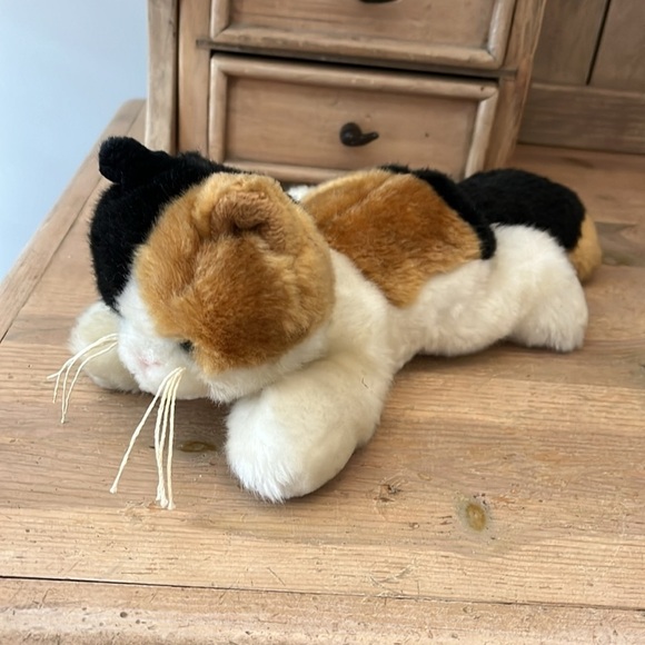 Tesco Plush Calico Kitten Cat Whiskers 12” Stuffed Animal Vintage - Picture 2 of 9